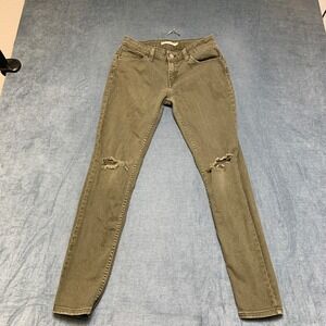 Levi's 535 Super Skinny Jeans Women 29 Olive Green Distressed White Tab 5-Pocket